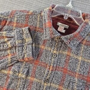 carbon2cobalt Shirt Mens Large Gray Red Plaid Button Front Cotton Long Sleeve